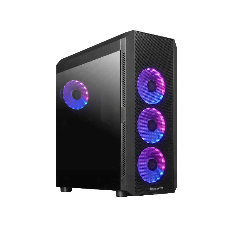 Корпус Chieftec Chassis Scorpion 4 Black, ATX Gaming case, T Glass, 4x RGB fan, MB sync, remote, Mesh Front Panel GL-04B-OP-0