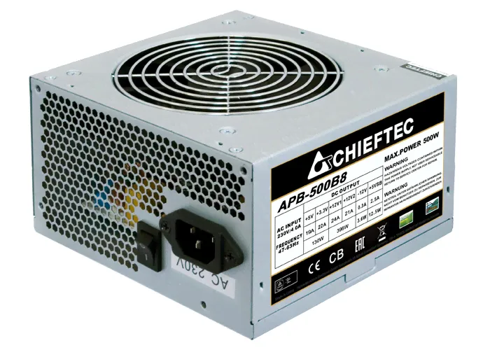 Блок питания Chieftec Value APB-500B8 (ATX 2.3, 500W, 80 PLUS, Active PFC, 120mm fan) OEM-0