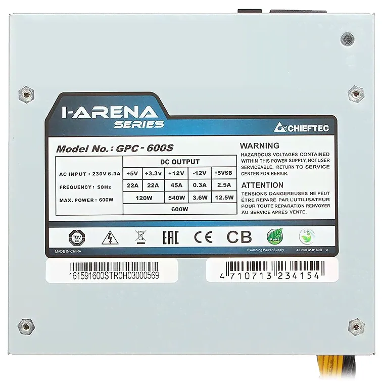 Chieftec Блок питания Chieftec Gpc-600s iARENA 600W 80 Plus OEM Gpc-600s . блоки питания-2